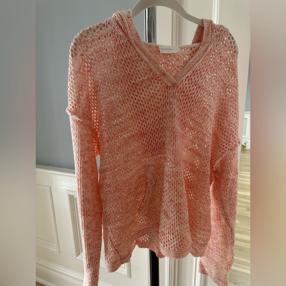 Peach V-Neck Knit Sweater